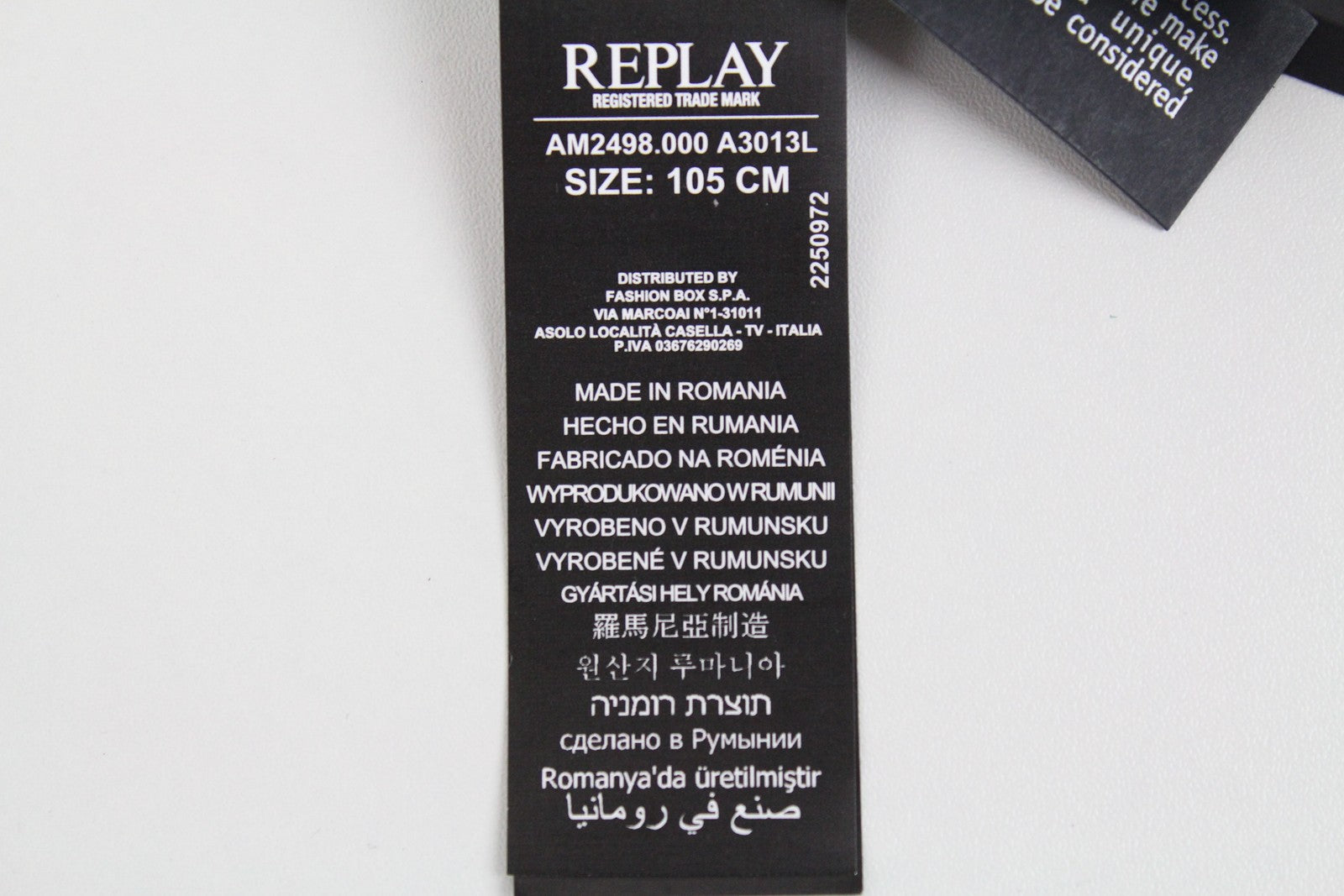 REPLAY Men's Belt 100 cm Brown Cow Leather Buckle Patterned Metal Fastener