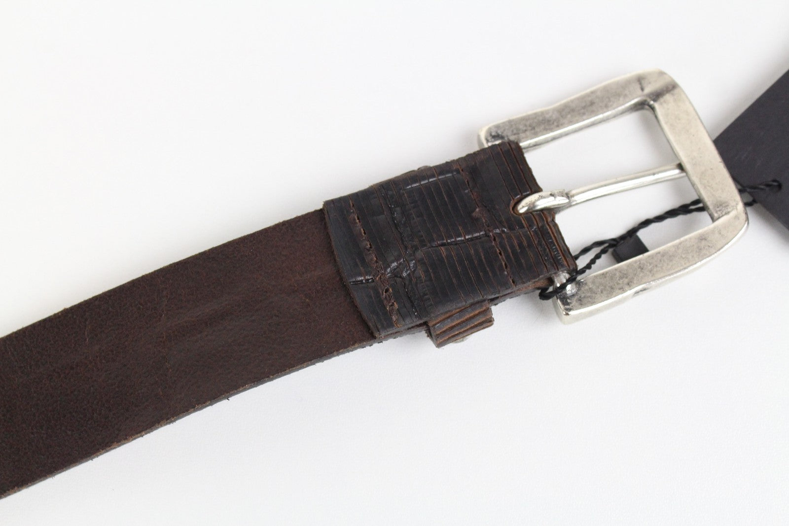REPLAY Men's Belt 100 cm Brown Cow Leather Buckle Patterned Metal Fastener