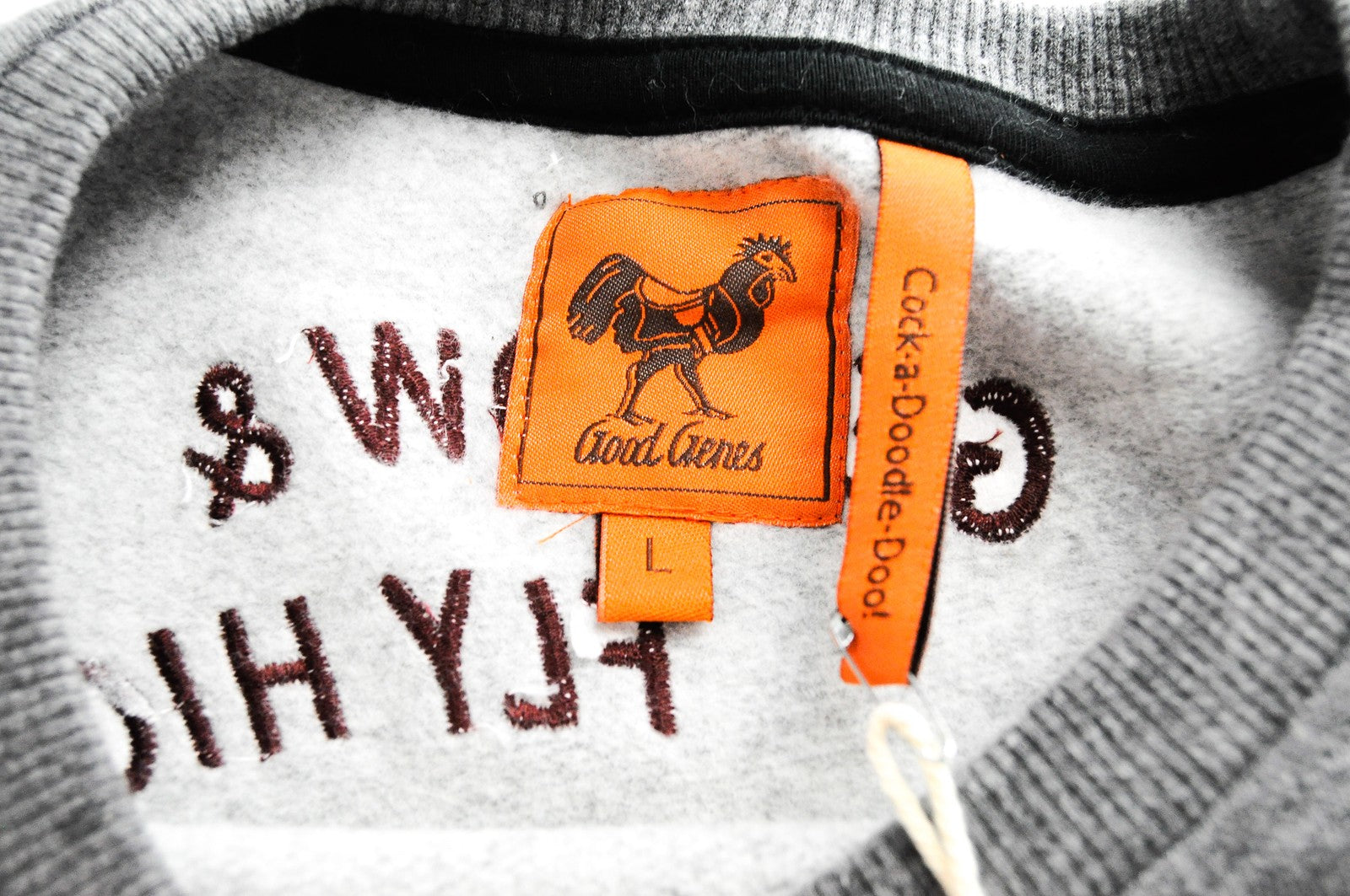 GOOD GENES Pullover L Grey Cotton Blend Long Sleeve Men's Logo Sweatshirt