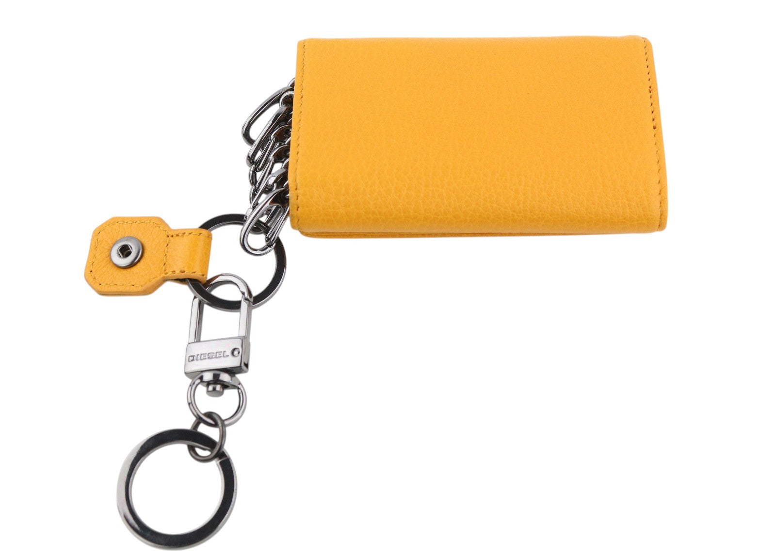 DIESEL Thebeis Keycase II Women Wallet OS Orange Genuine Leather Metal RRP€120