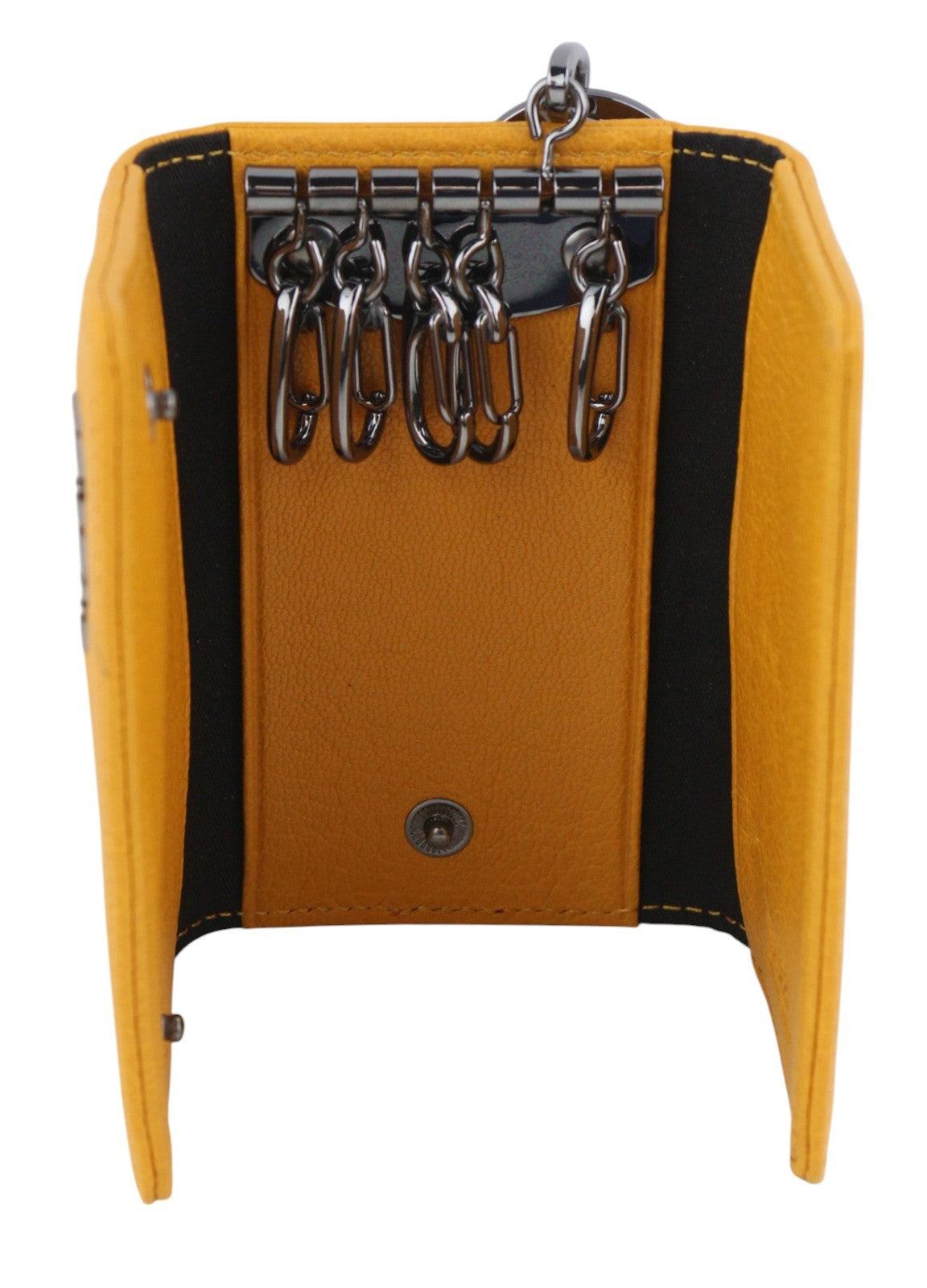 DIESEL Thebeis Keycase II Women Wallet OS Orange Genuine Leather Metal RRP€120