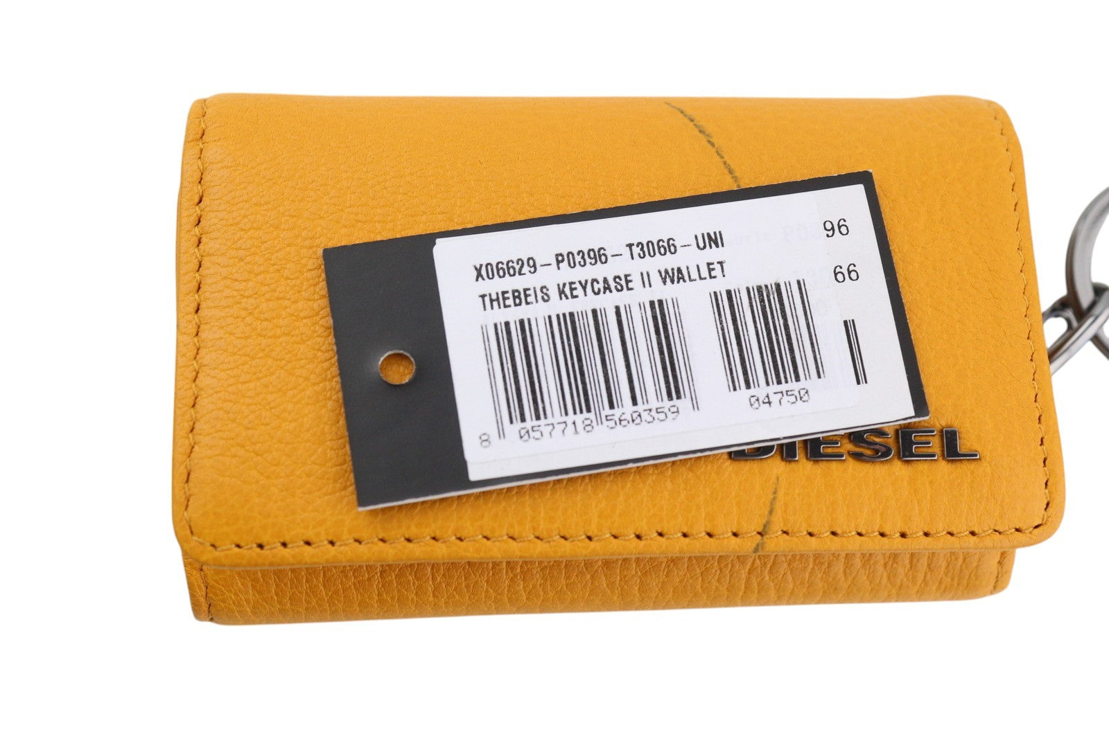 DIESEL Thebeis Keycase II Women Wallet OS Orange Genuine Leather Metal RRP€120