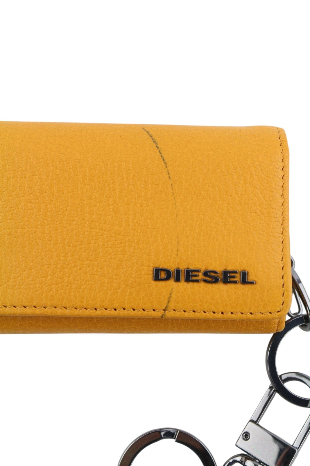 DIESEL Thebeis Keycase II Women Wallet OS Orange Genuine Leather Metal RRP€120