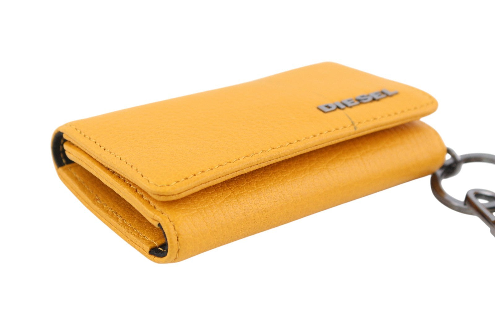 DIESEL Thebeis Keycase II Women Wallet OS Orange Genuine Leather Metal RRP€120
