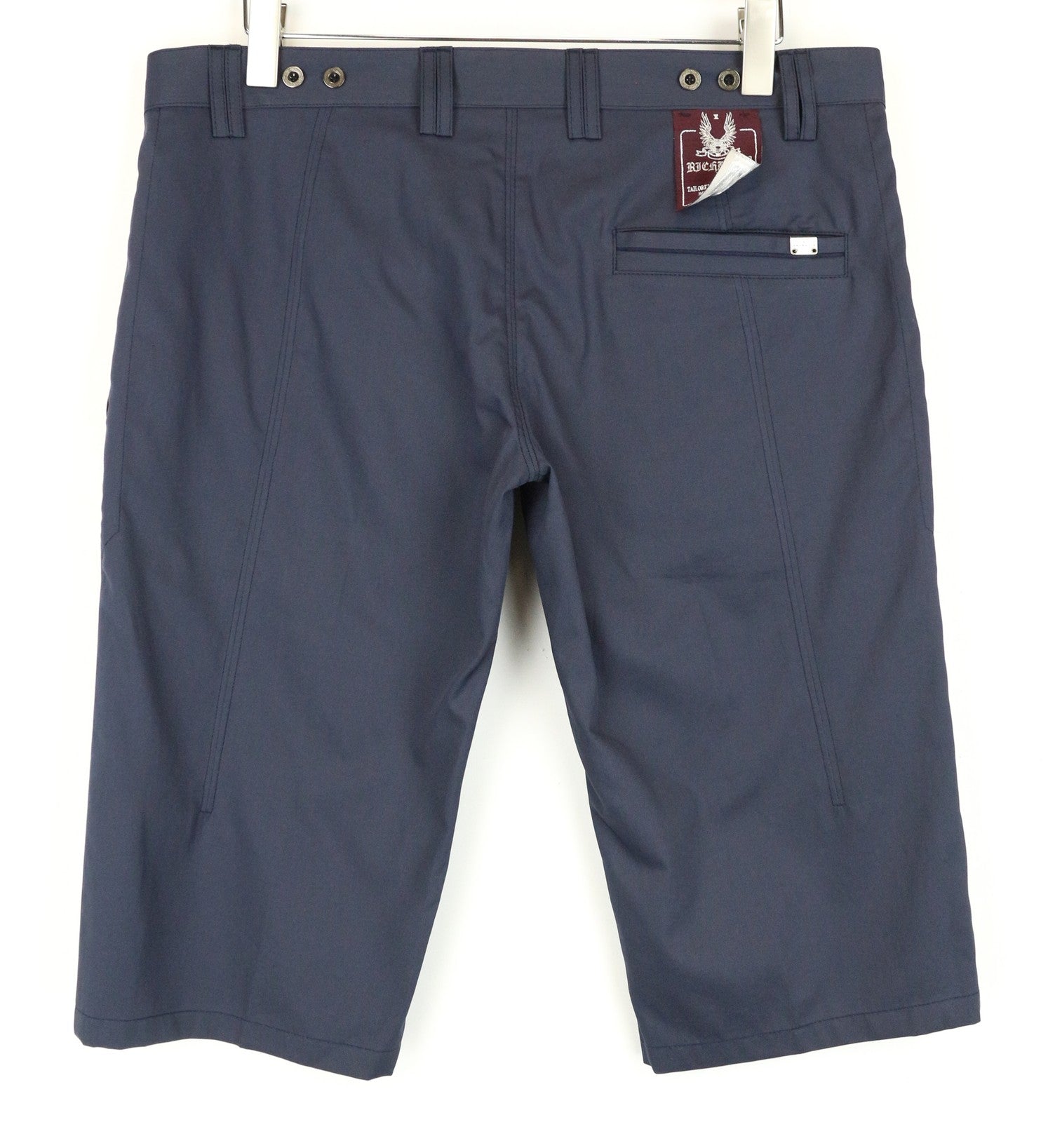 RICHMOND X Men's Shorts 52 Blue Twill Bermuda Cotton Pocketed Button Fly Style