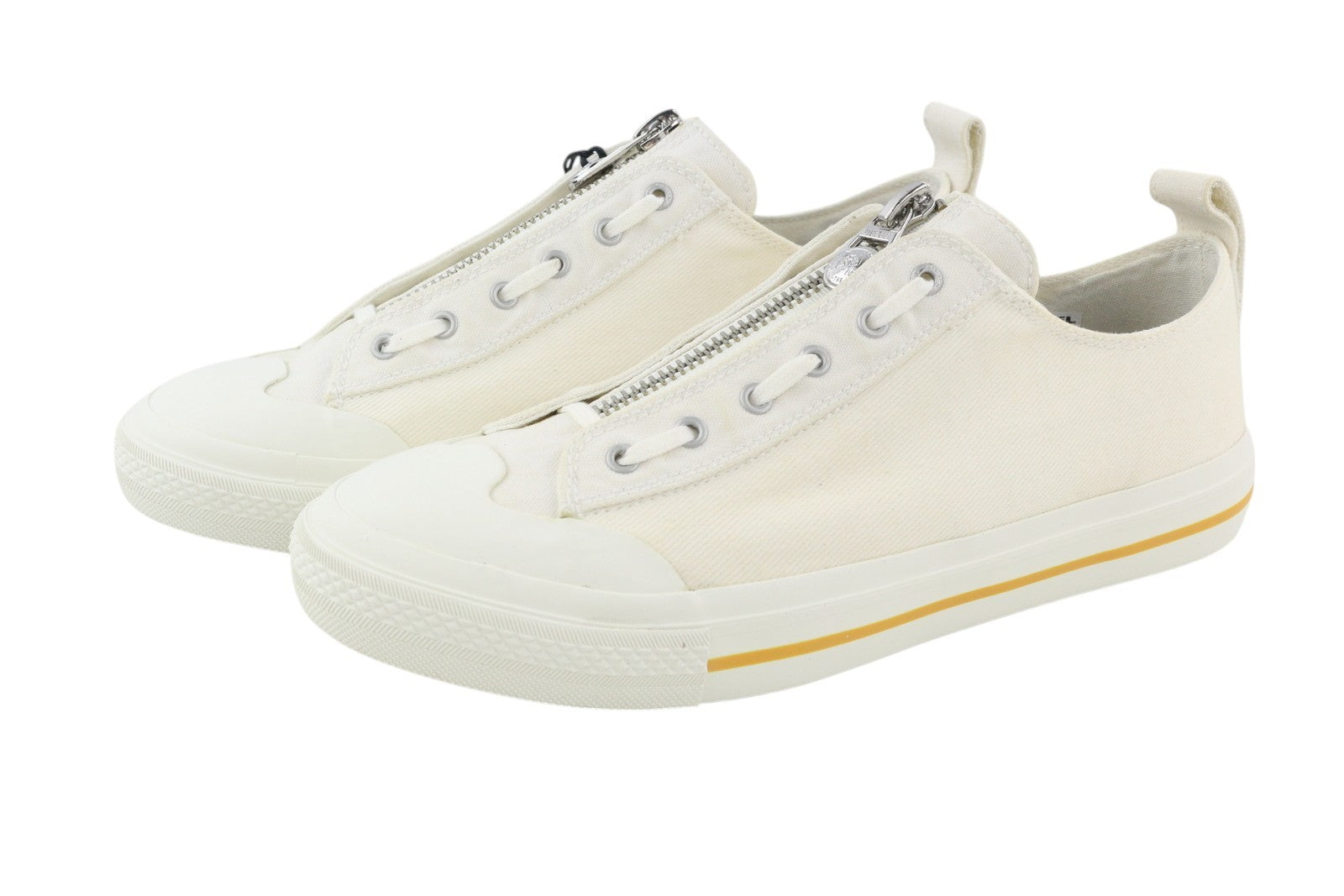 DIESEL S-Astico L Zip Men Sneakers EU44.5 White Zipper Low Almond Toe RRP€160
