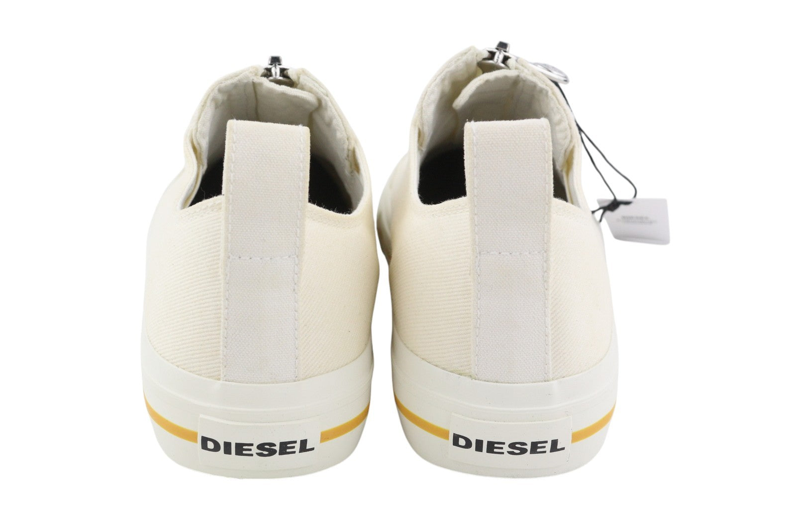 DIESEL S-Astico L Zip Men Sneakers EU44.5 White Zipper Low Almond Toe RRP€160