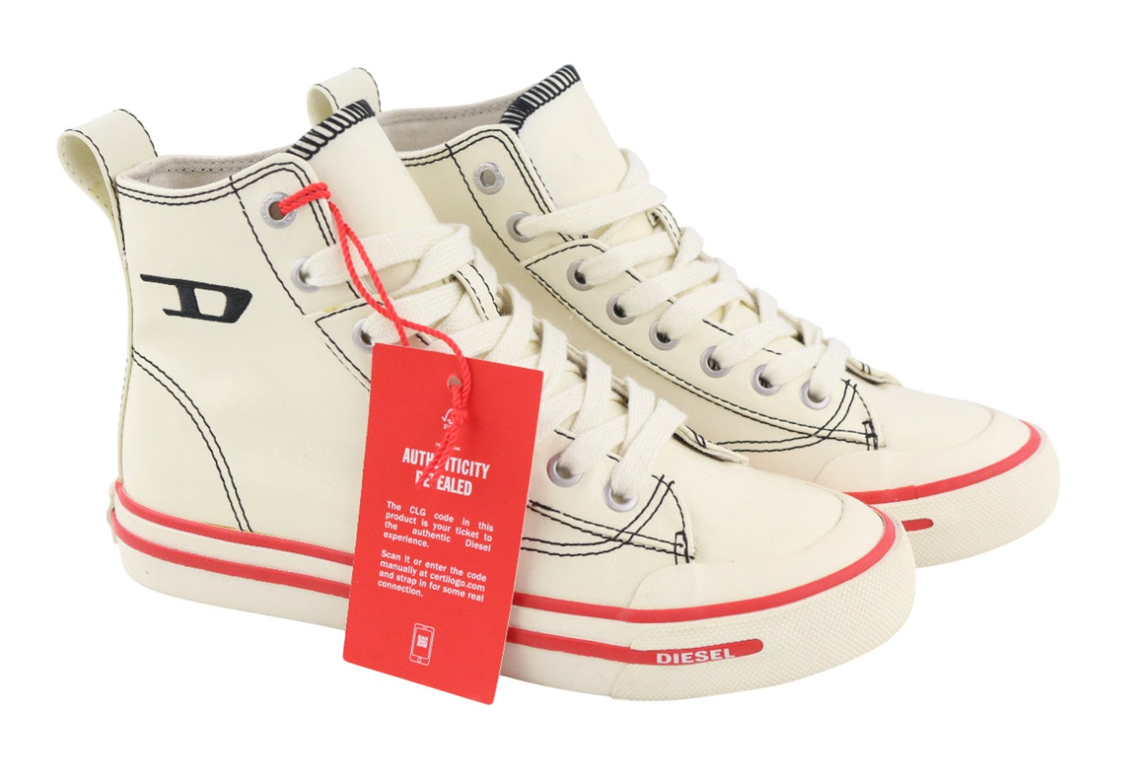 DIESEL A-Athos Mid Womens Sneakers EU36 UK4 White Almond Toe High Top RRP€175