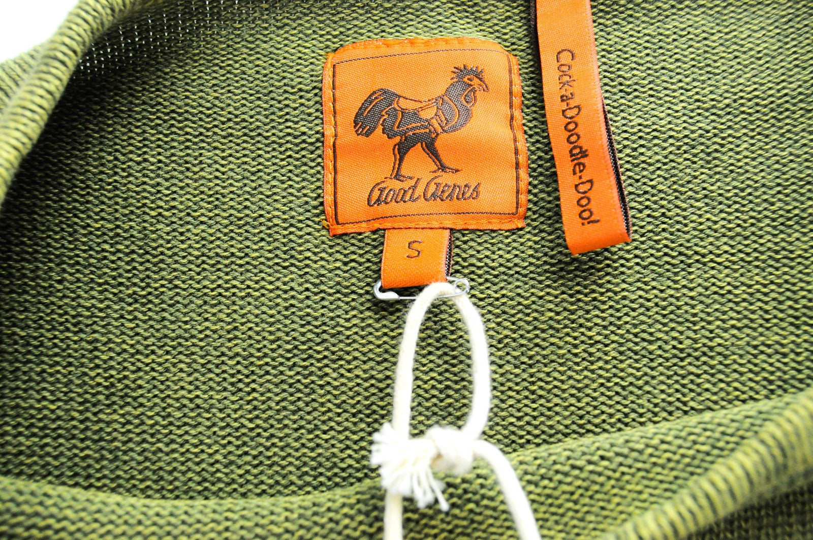 GOOD GENES Jumper S Green Cotton Men's Long Sleeve Knitted Pullover Logo Top