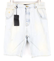 RICHMOND Men's Shorts 32 Light Blue Washed Distressed Denim Aged Look Bermuda