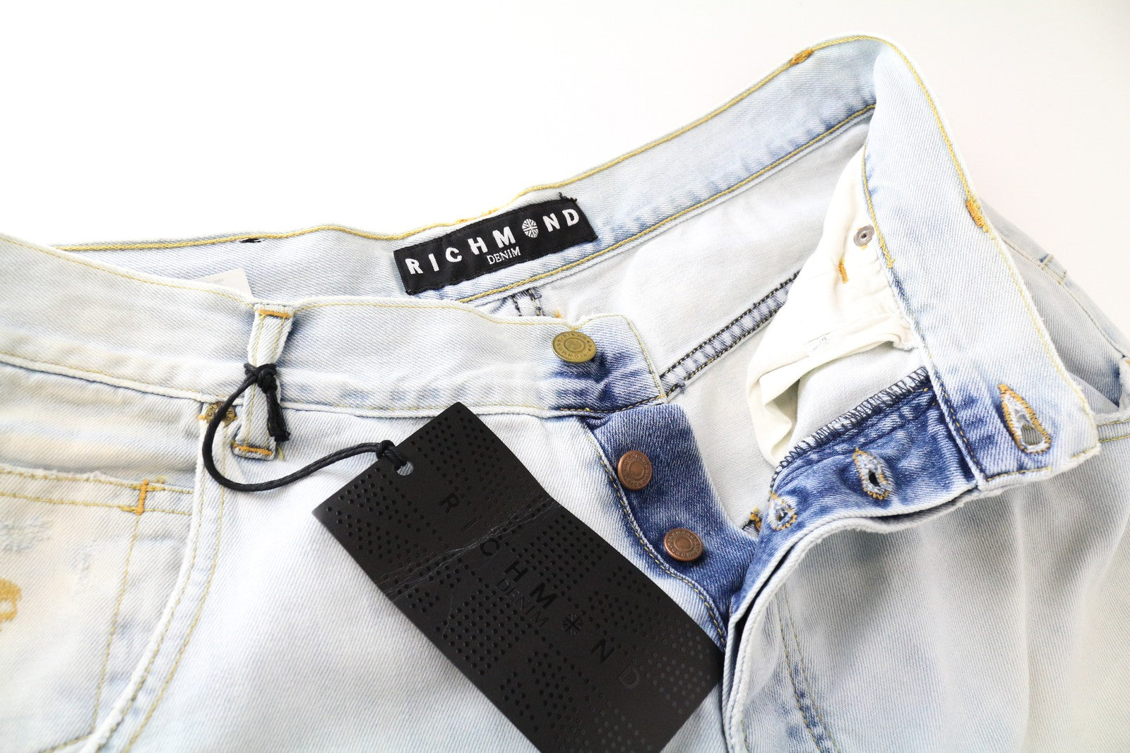 RICHMOND Men's Shorts 32 Light Blue Washed Distressed Denim Aged Look Bermuda