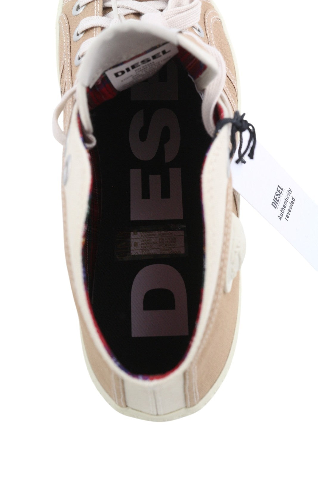 DIESEL S-Yuk MC Men Sneakers EU44.5 Beige Ankle Top Lace Up Almond Toe RRP€120