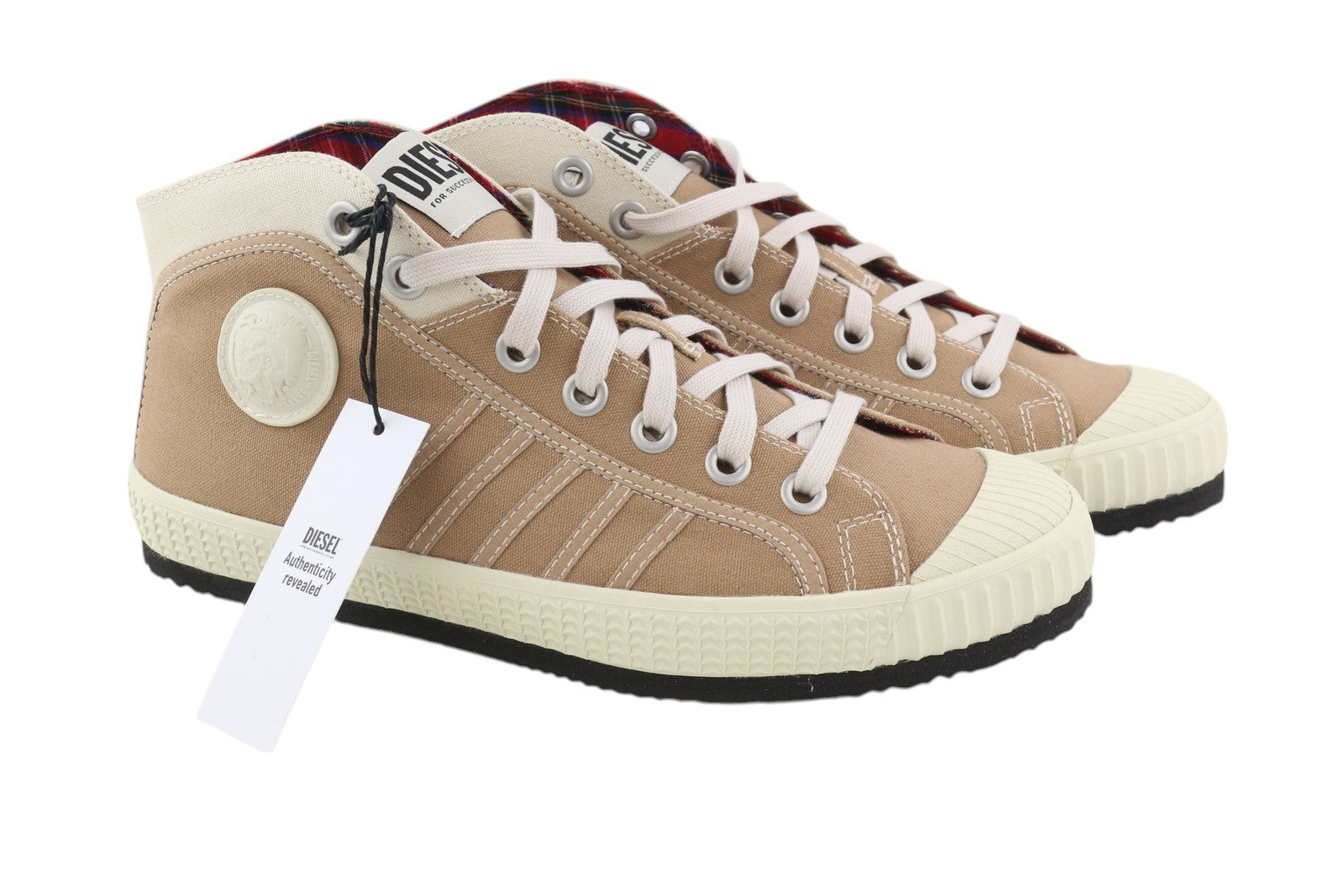 DIESEL S-Yuk MC Men Sneakers EU44.5 Beige Ankle Top Lace Up Almond Toe RRP€120