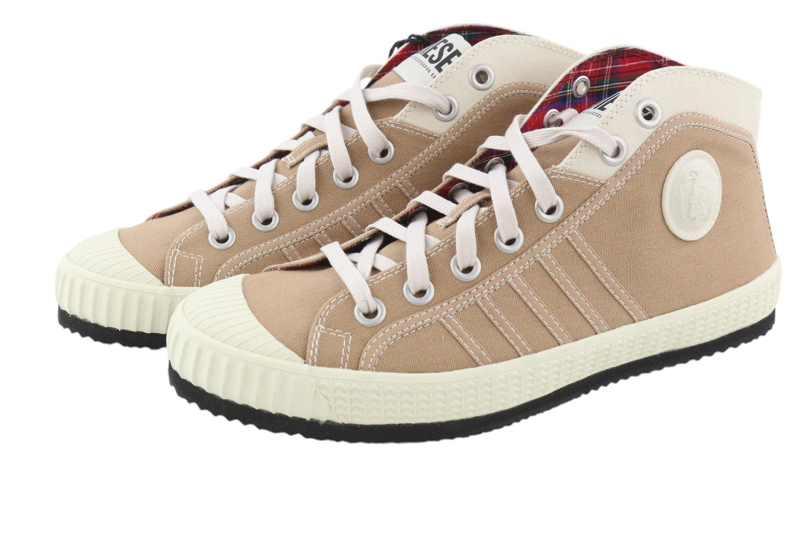 DIESEL S-Yuk MC Men Sneakers EU44.5 Beige Ankle Top Lace Up Almond Toe RRP€120