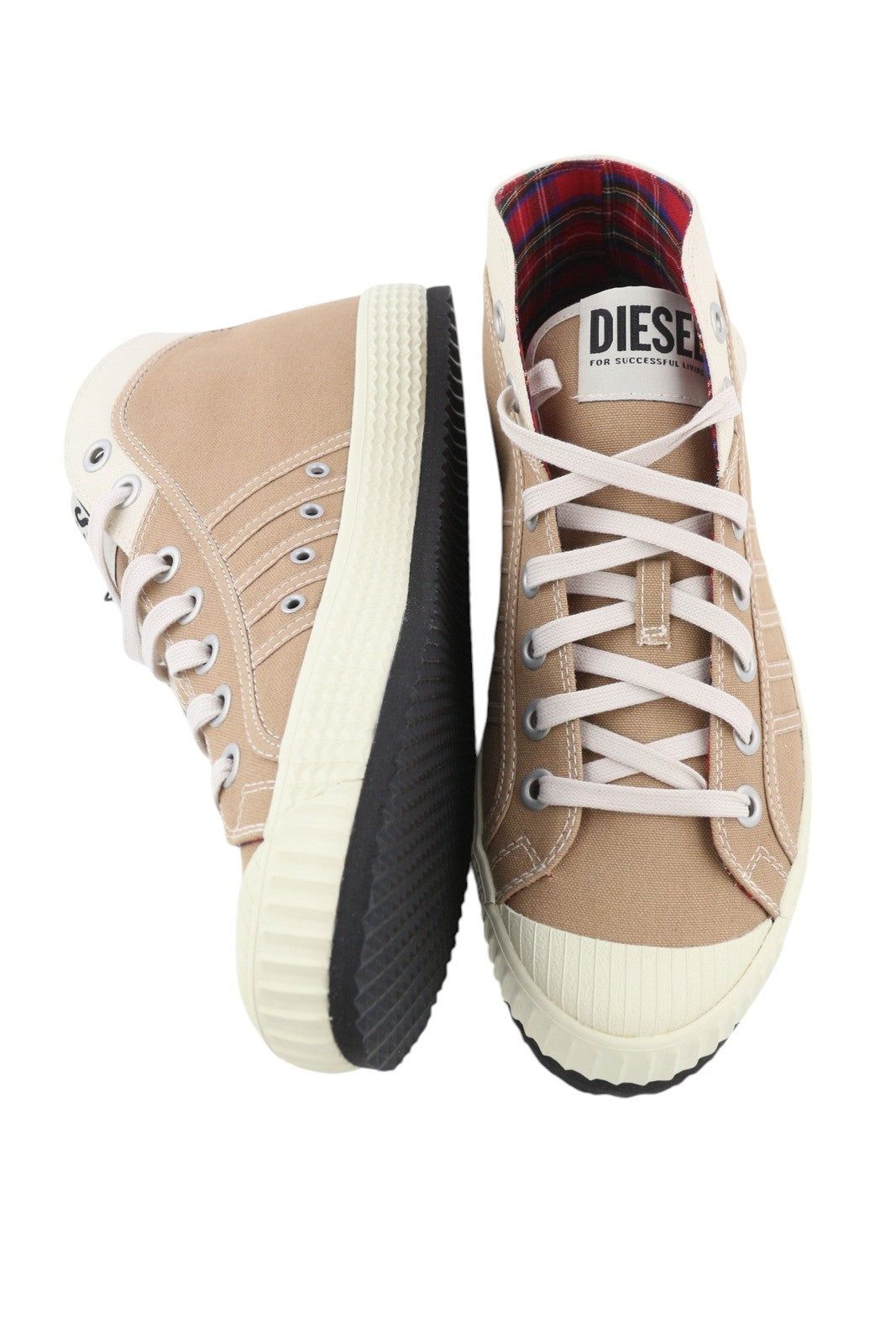 DIESEL S-Yuk MC Men Sneakers EU44.5 Beige Ankle Top Lace Up Almond Toe RRP€120