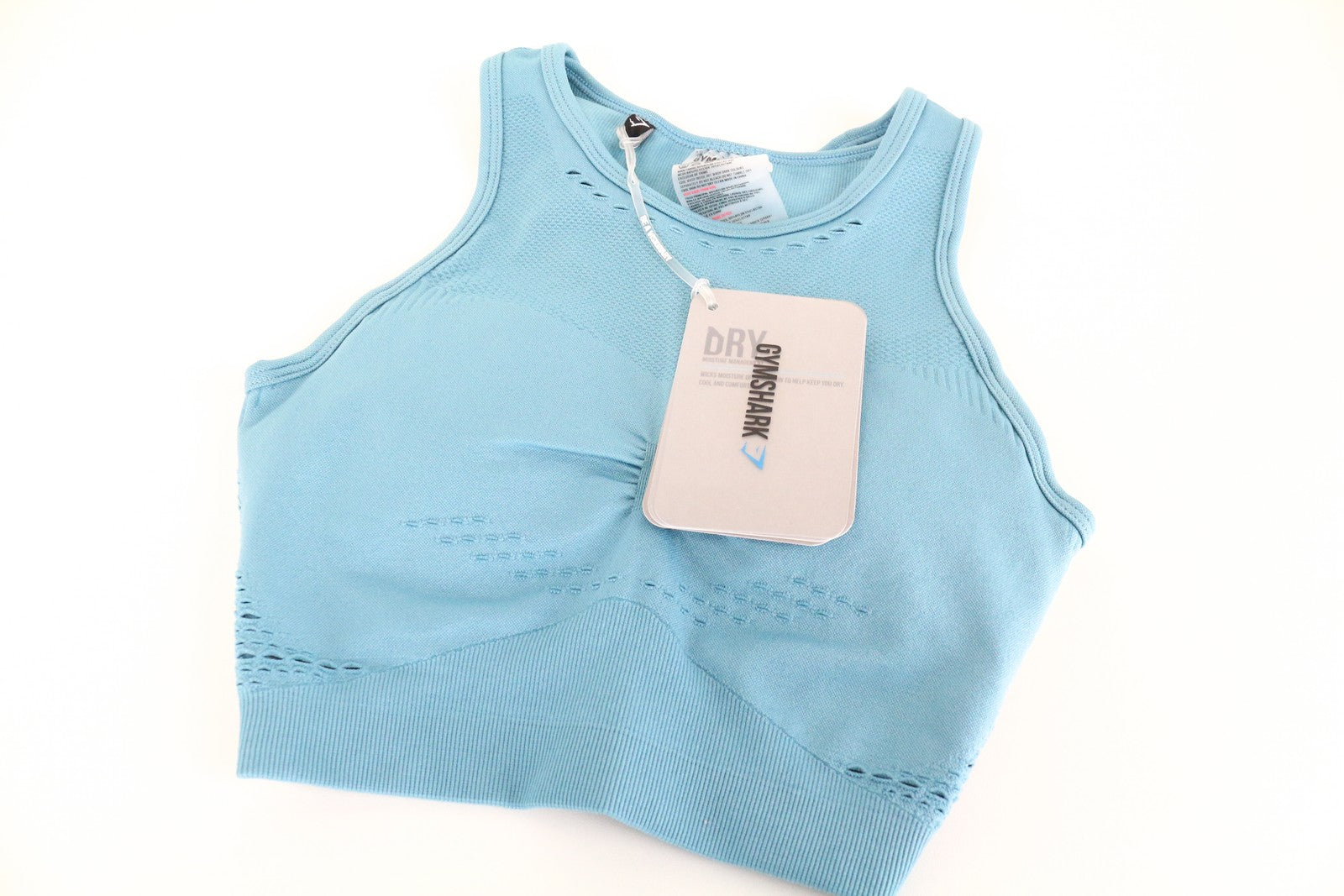 GYMSHARK Flawless Knit Women's Sport Bra XS Sea Blue Stretch Petite Fit Workout