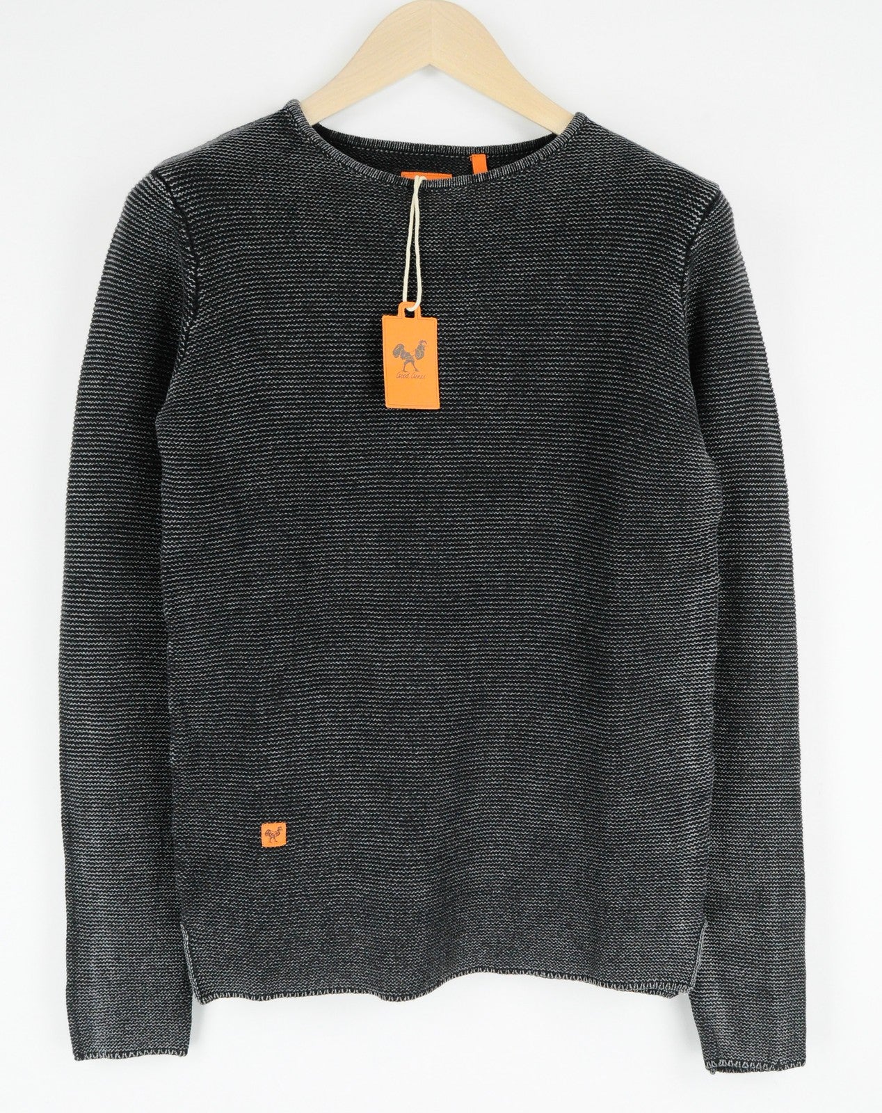 GOOD GENES Jumper M Black Knitted Men's Pullover Cotton Long Sleeve Sweater