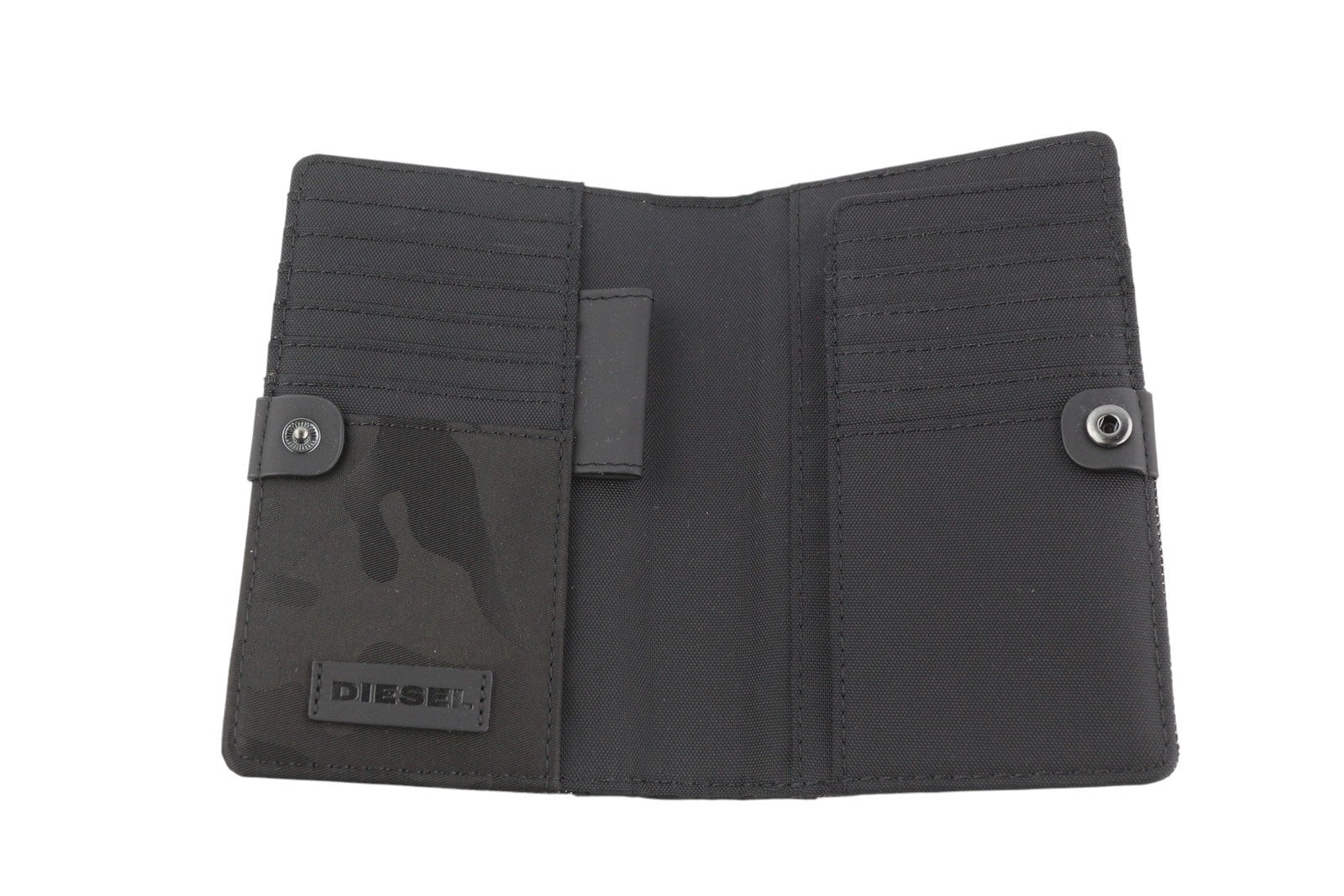 DIESEL Dynamo Organiesel Men Wallet OS Dark Black Denim Look Front Logo Unisex