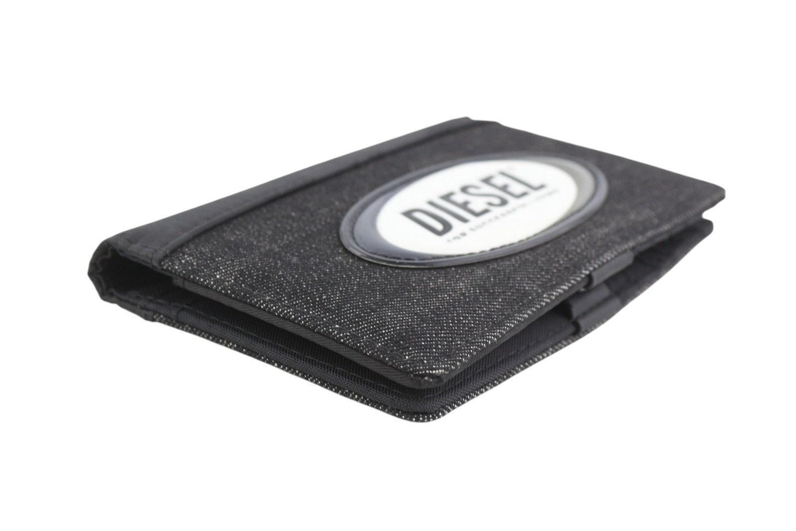 DIESEL Dynamo Organiesel Men Wallet OS Dark Black Denim Look Front Logo Unisex