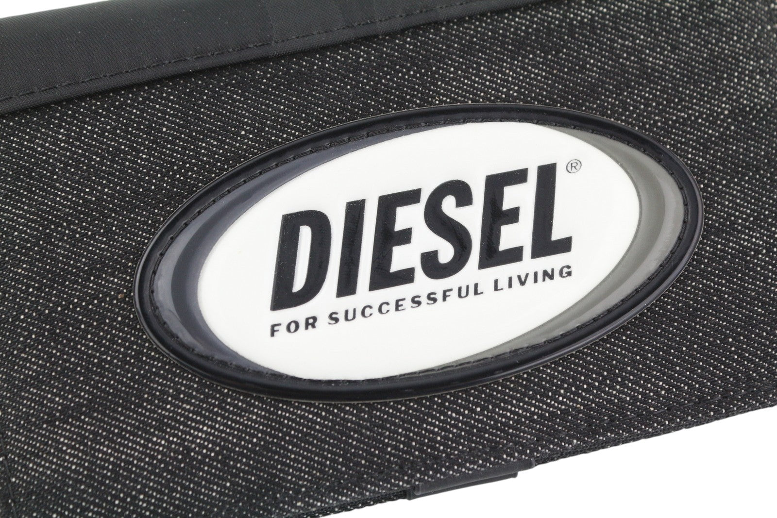 DIESEL Dynamo Organiesel Men Wallet OS Dark Black Denim Look Front Logo Unisex