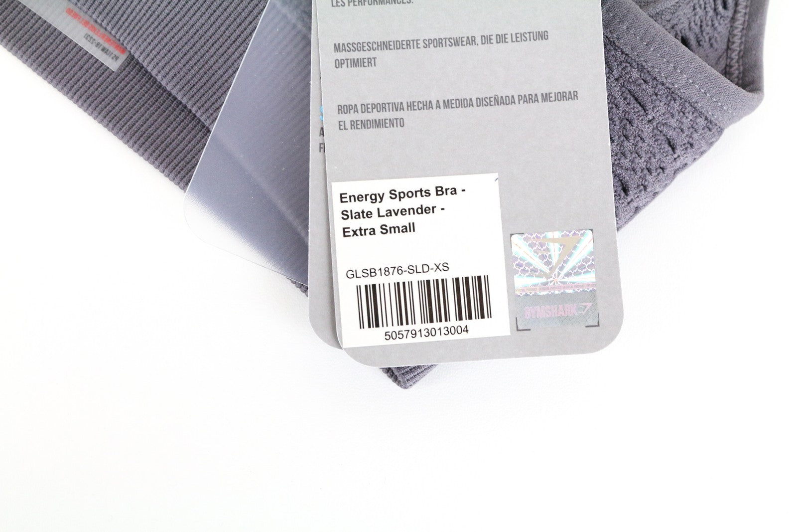 GYMSHARK Energy Women's Sport Bra XS Slate Lavender Support Stretch Workout Top