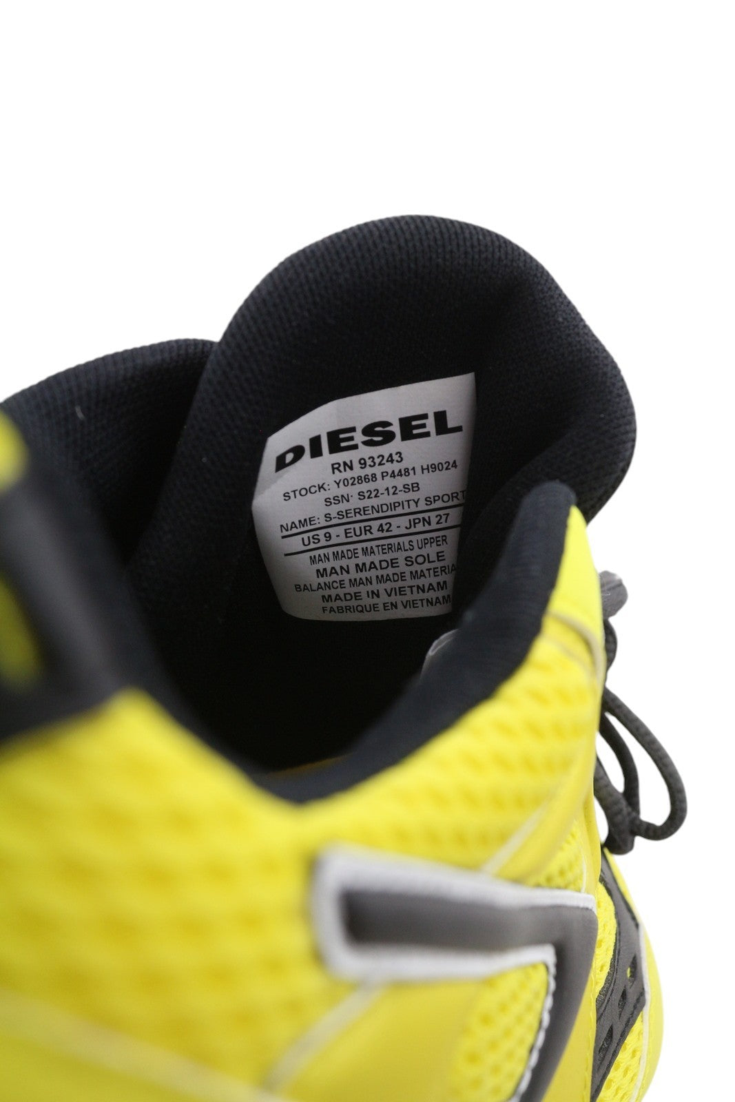 DIESEL S-Serendipity Sport Men Sneakers EU42 Yellow Lace Up Almond Toe RRP€150