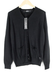 REPLAY Jumper M Black Wool Blend Long Sleeve Men's Knitted Cardigan Casual