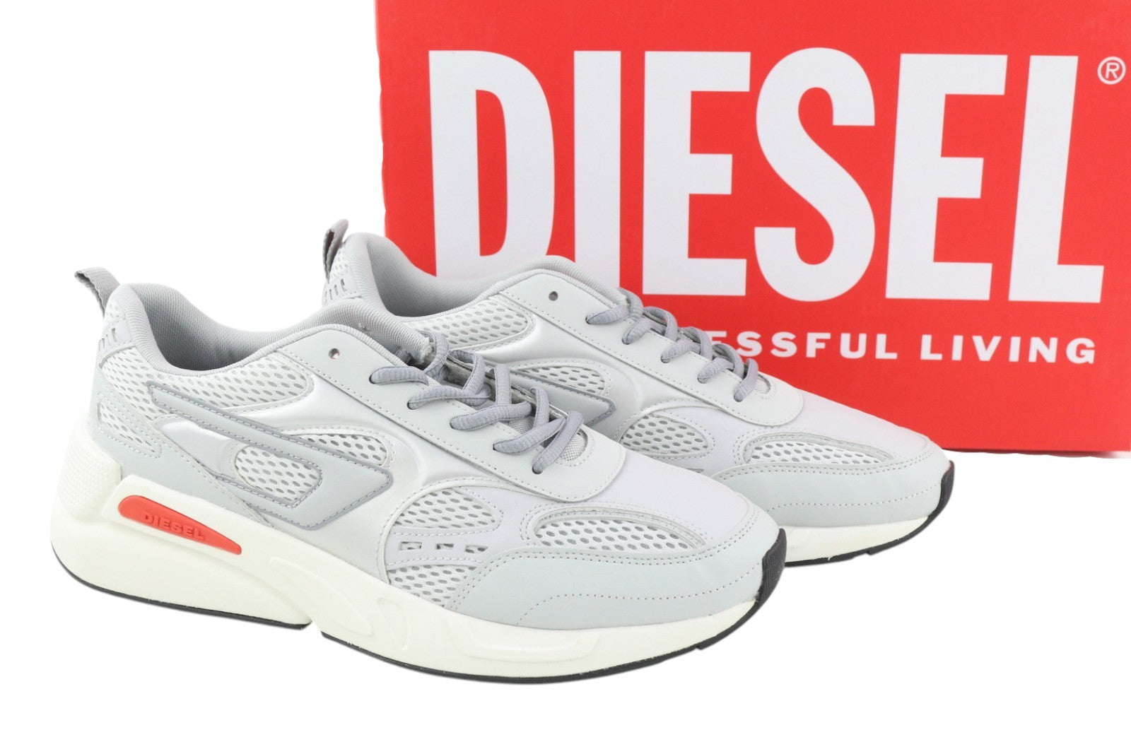 DIESEL S-Serendipity Sport Men Sneakers EU42 Grey Almond Toe Lace Up RRP€150