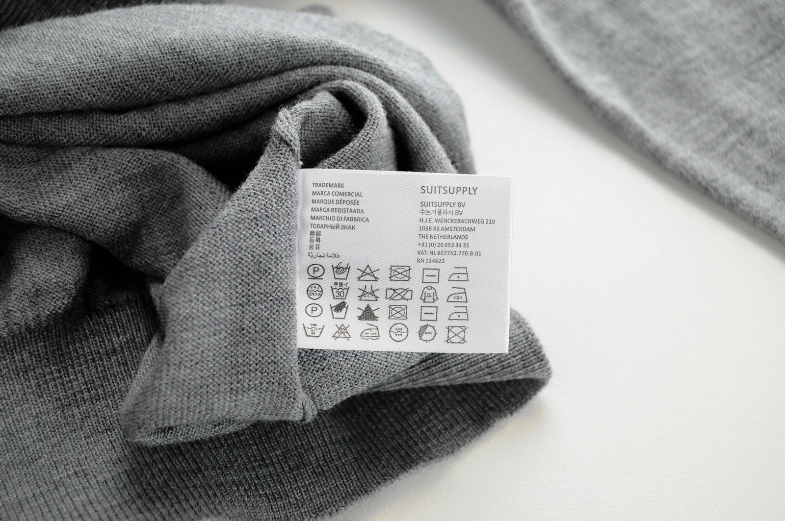 SUITSUPPLY Jumper S Grey V-Neck Merino Wool Knitted Long Sleeve Men's Sweater