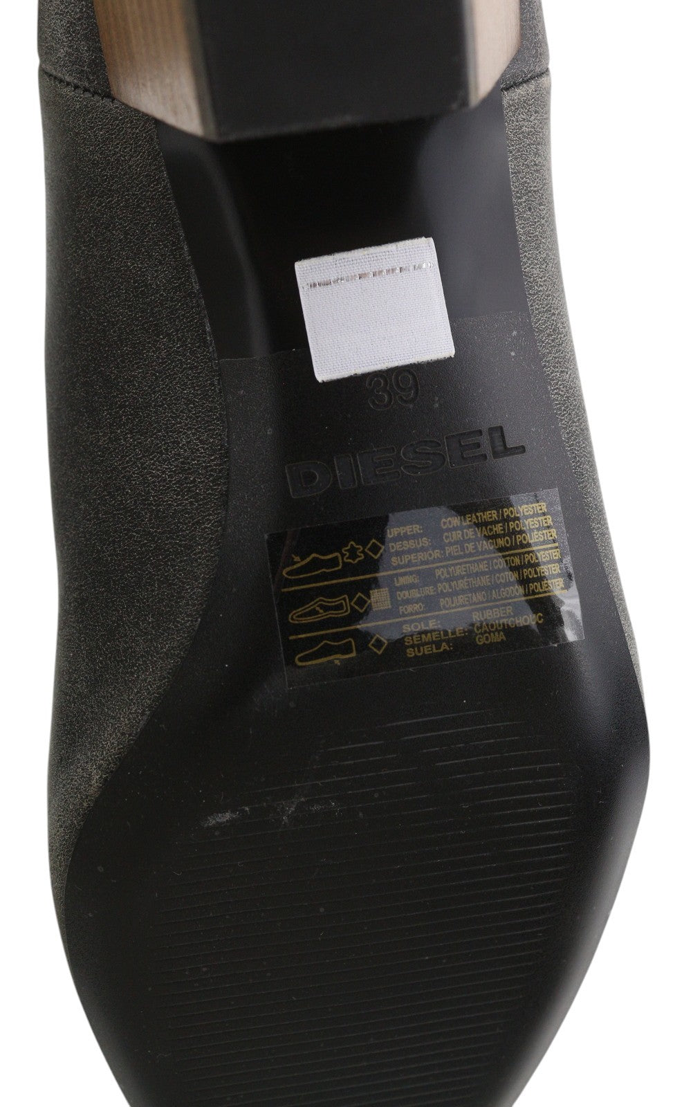 DIESEL D-Texanne CH Women Boots EU39 Grey Black Leather Cuban Heel Ankle RRP€295