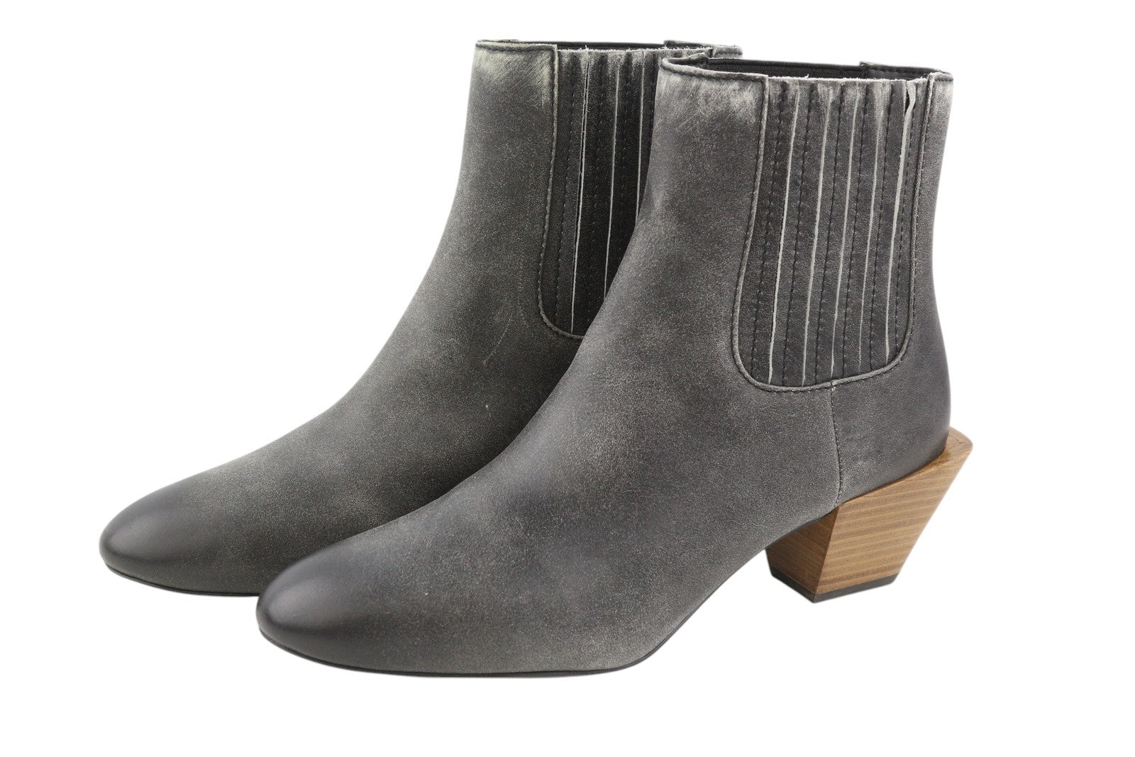 DIESEL D-Texanne CH Women Boots EU39 Grey Black Leather Cuban Heel Ankle RRP€295