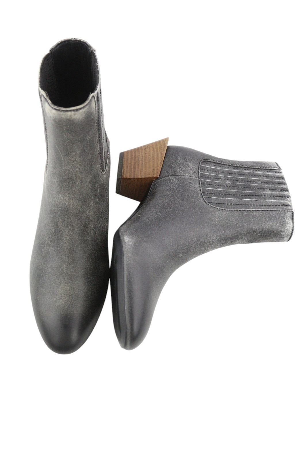 DIESEL D-Texanne CH Women Boots EU39 Grey Black Leather Cuban Heel Ankle RRP€295