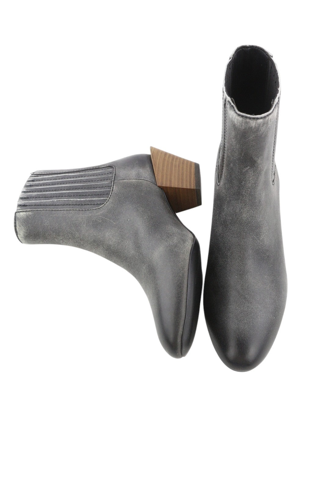 DIESEL D-Texanne CH Women Boots EU39 Grey Black Leather Cuban Heel Ankle RRP€295