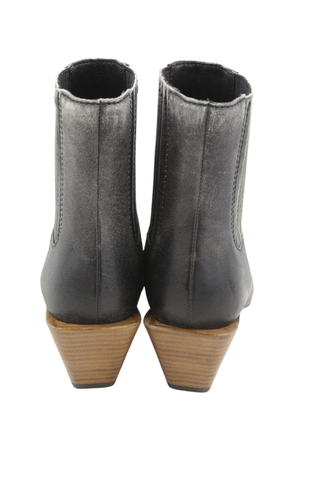 DIESEL D-Texanne CH Women Boots EU39 Grey Black Leather Cuban Heel Ankle RRP€295