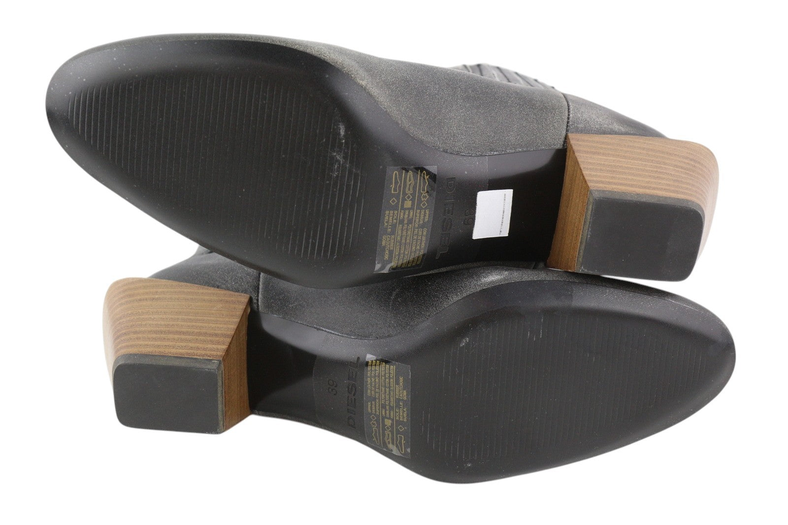 DIESEL D-Texanne CH Women Boots EU39 Grey Black Leather Cuban Heel Ankle RRP€295