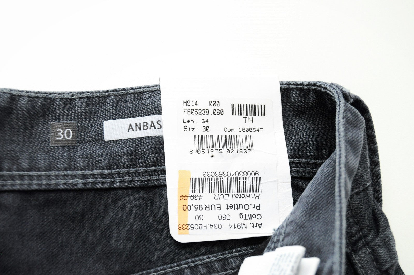 REPLAY Anbass Mens Jeans W30/L34 Slim Grey-Blue Washed Cotton Stretchy Pants