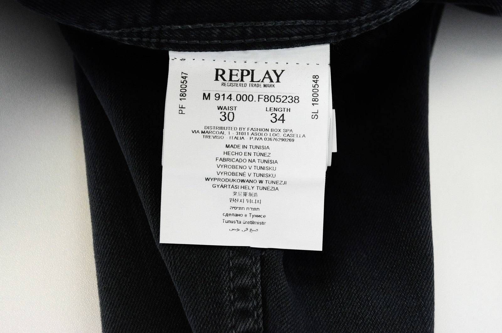 REPLAY Anbass Mens Jeans W30/L34 Slim Grey-Blue Washed Cotton Stretchy Pants