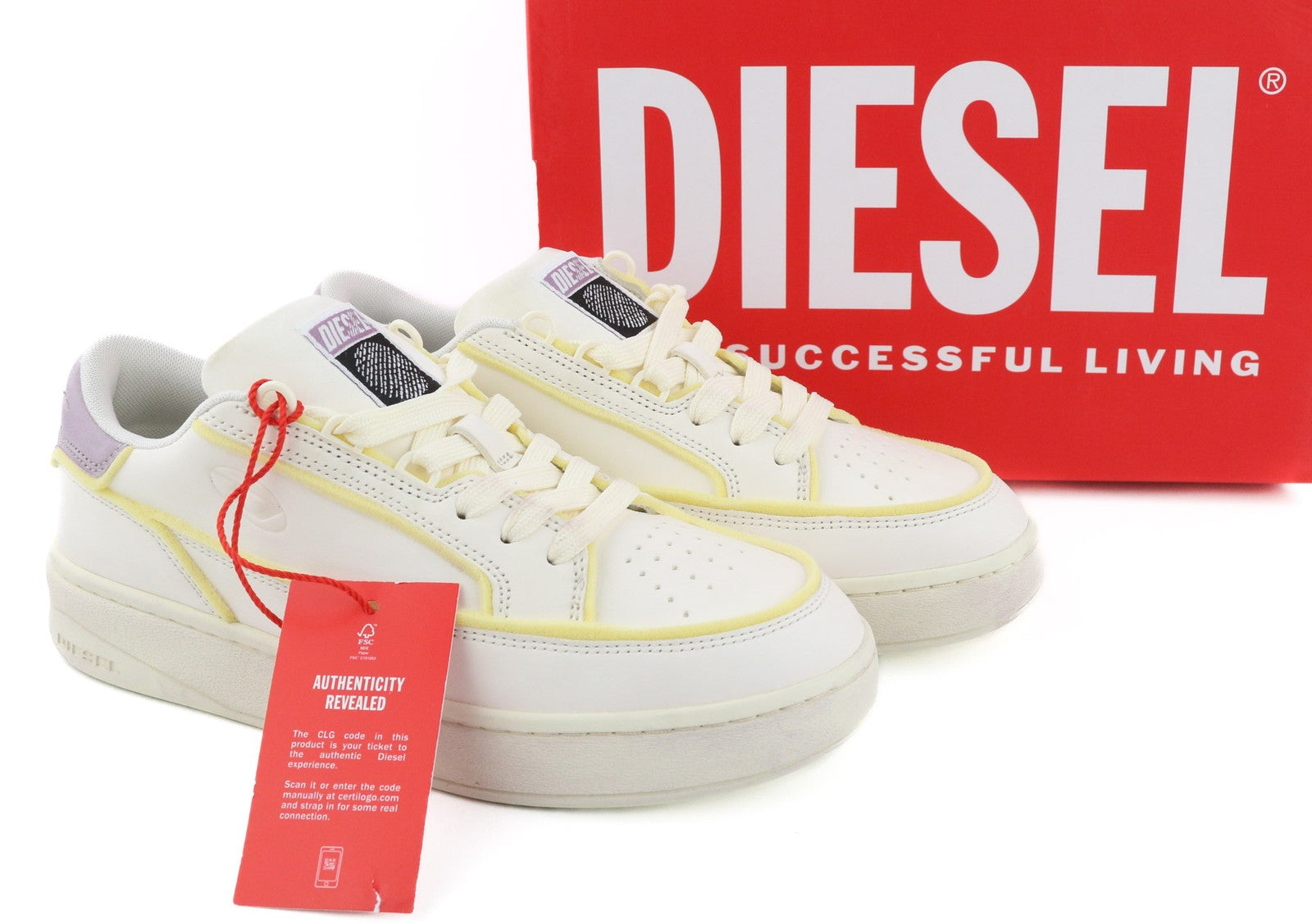 DIESEL S-Sinna Low Womens Sneakers EU41 UK8 White Cow Leather Trainers RRP€195