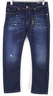 DIESEL Waykee R7NA8 Men's Jeans W28/L30 Blue Cotton Stretch Ripped Straight Fit