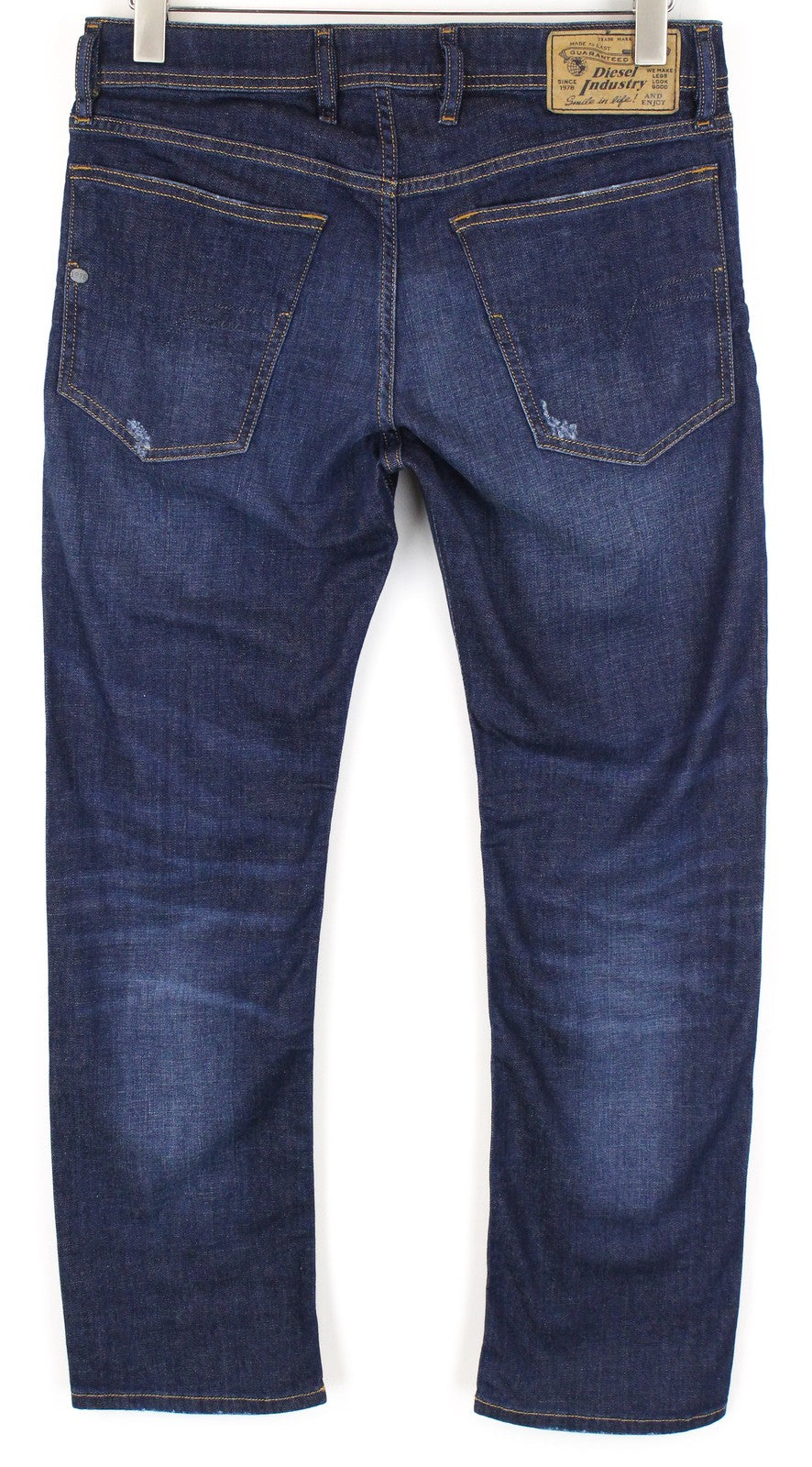 DIESEL Waykee R7NA8 Men's Jeans W28/L30 Blue Cotton Stretch Ripped Straight Fit