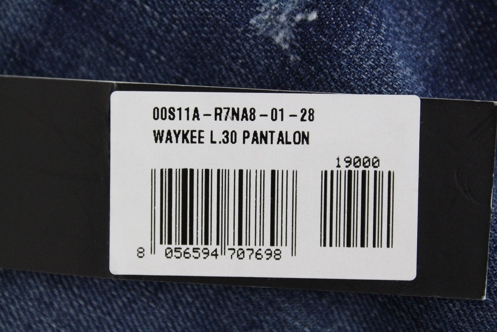DIESEL Waykee R7NA8 Men's Jeans W28/L30 Blue Cotton Stretch Ripped Straight Fit