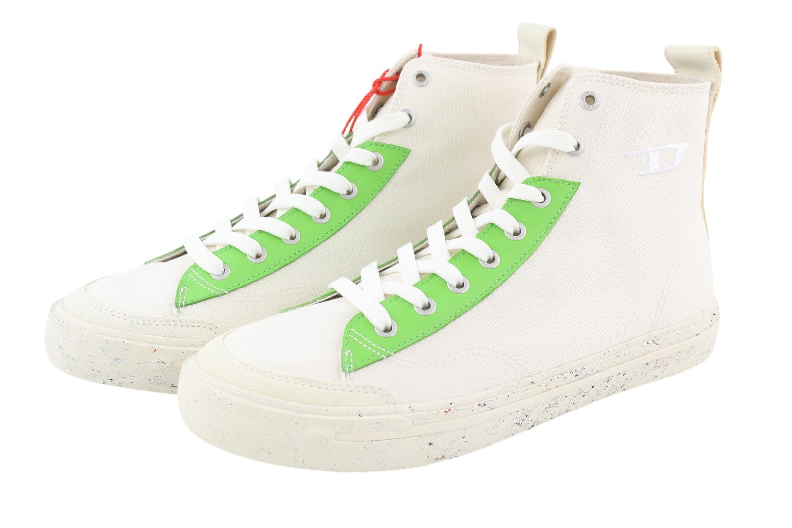 DIESEL S-Athos Mid Men Sneakers EU42.5 White Lace Up Almond Toe Logo RRP€175