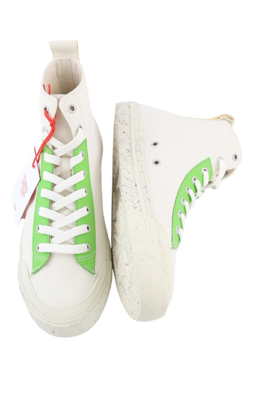 DIESEL S-Athos Mid Men Sneakers EU42.5 White Lace Up Almond Toe Logo RRP€175