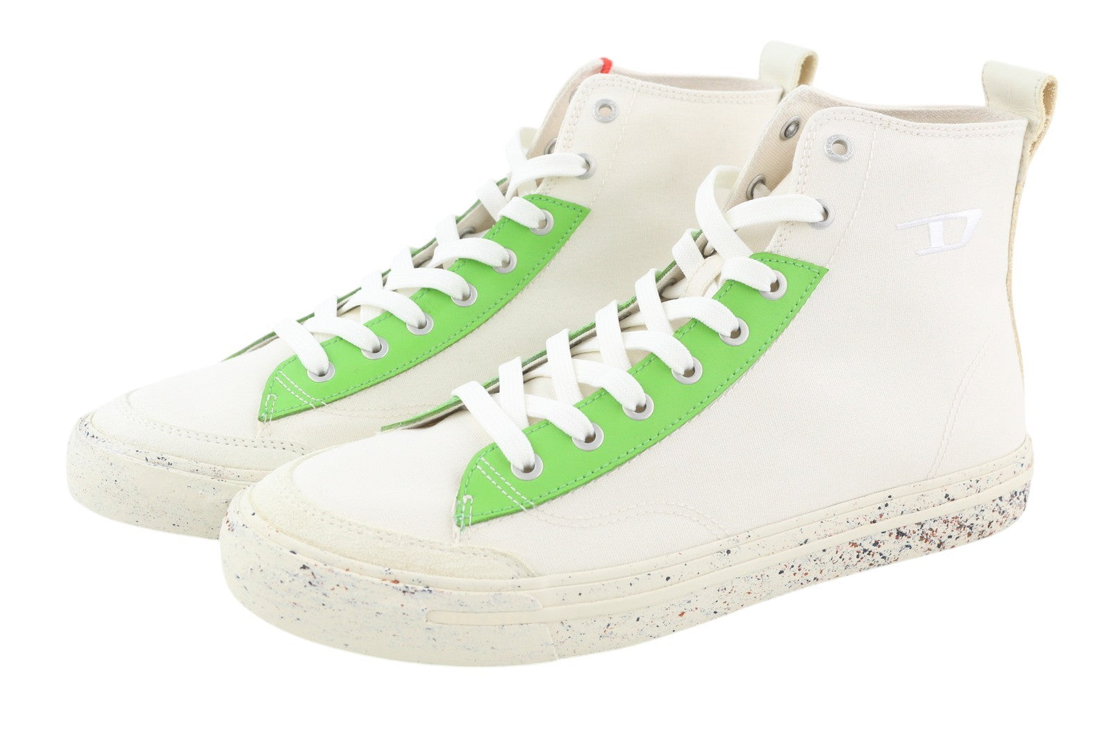 DIESEL S-Athos Mid Men Sneakers EU44 White Lace Up Almond Toe Logo RRP€175