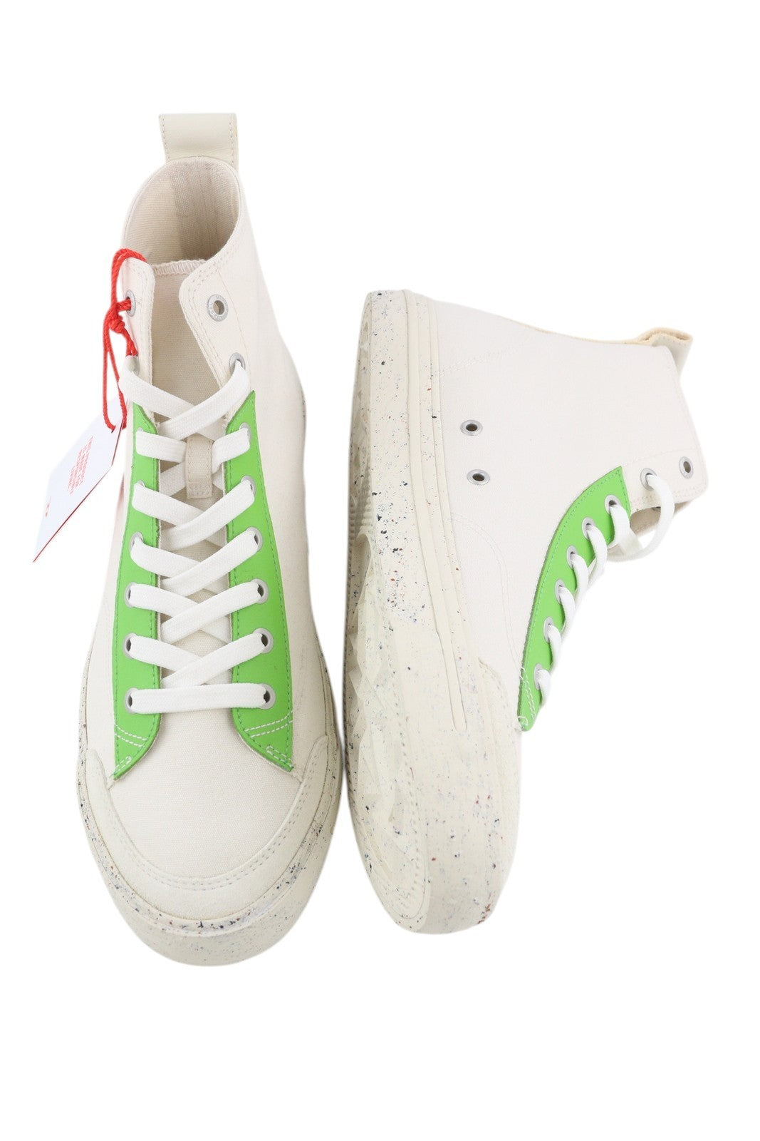 DIESEL S-Athos Mid Men Sneakers EU44 White Lace Up Almond Toe Logo RRP€175