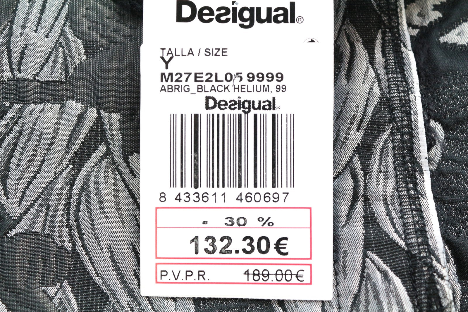 DESIGUAL Women's Coat 38 Grey Patterned Long Sleeve Collared Single Breasted