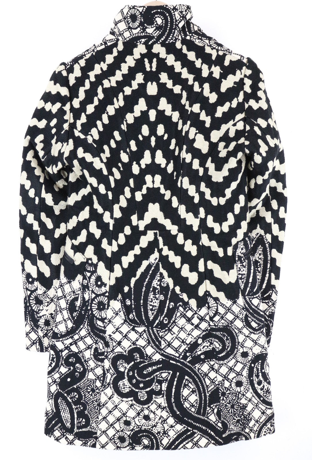 DESIGUAL Kytzia Women's Coat 38 Patterned Wool Blend Grey Single Breasted Lined