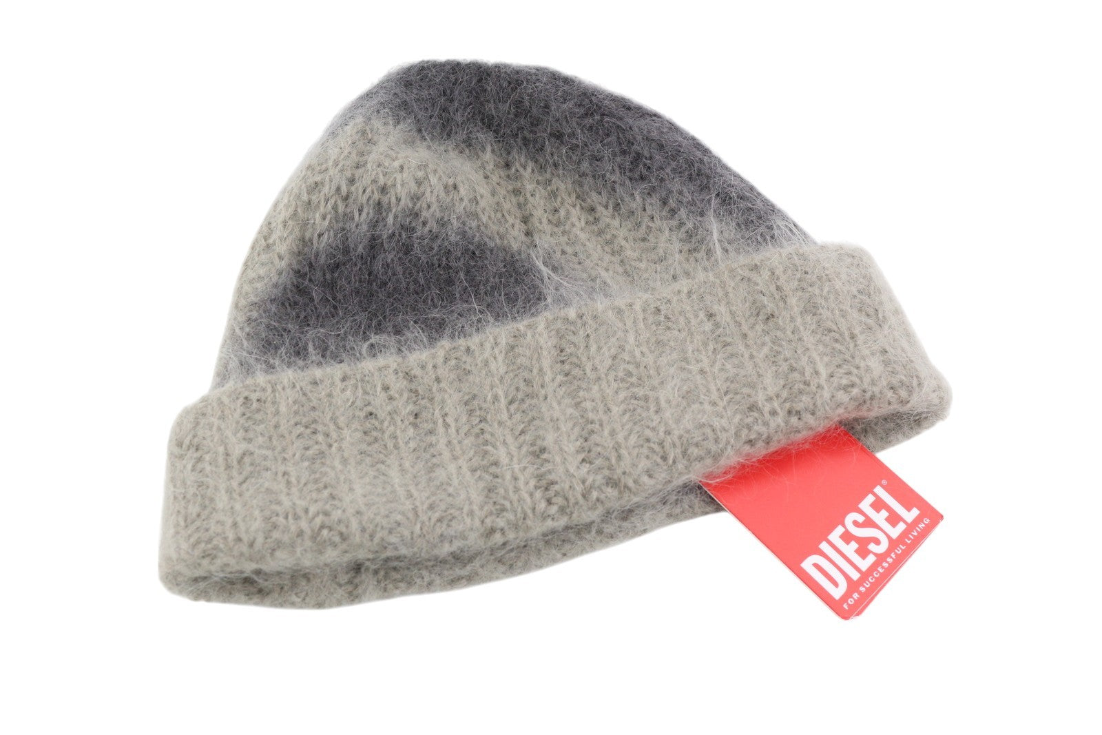 DIESEL K-Lelio Men Hat OS Grey Wool Blend Knitted Soft Stretchy RRP120