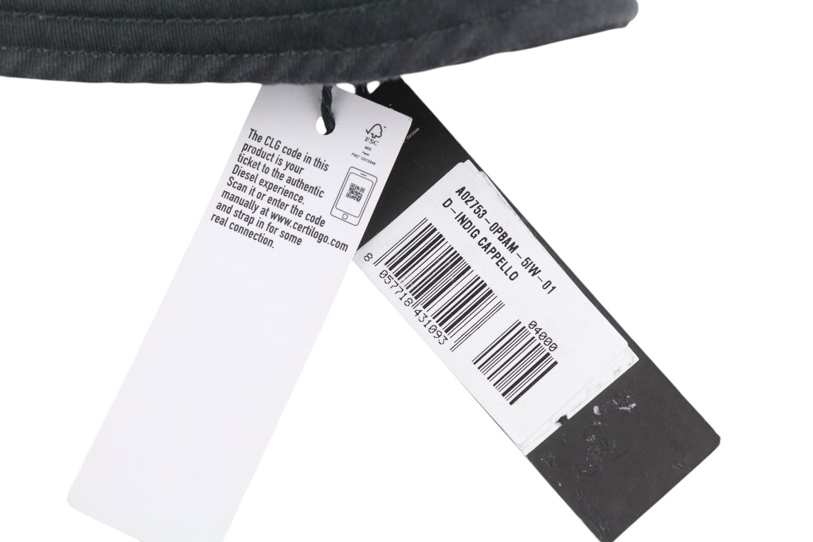 DIESEL D-Indig Men Hat OS Grey Bucket All Seasons Casual Front  Dark RRP100