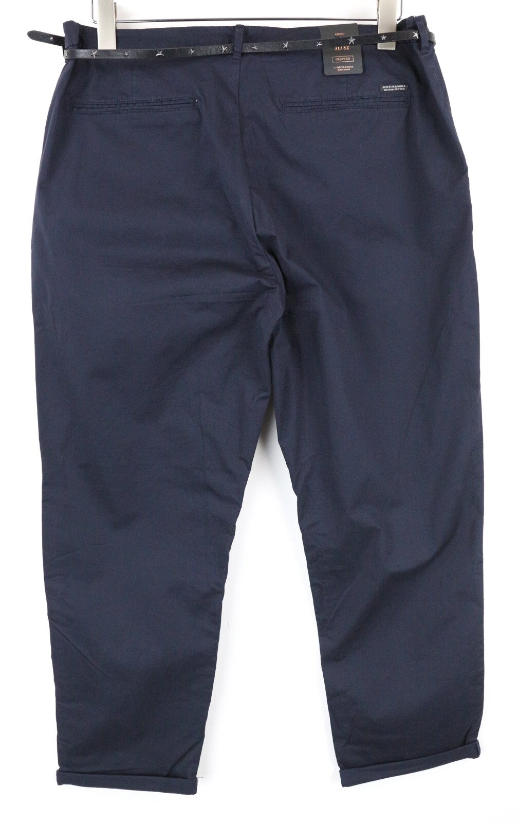 MAISON SCOTCH Women's Trousers W31/L32 Navy Chino Cropped Pleated Stretch Fit